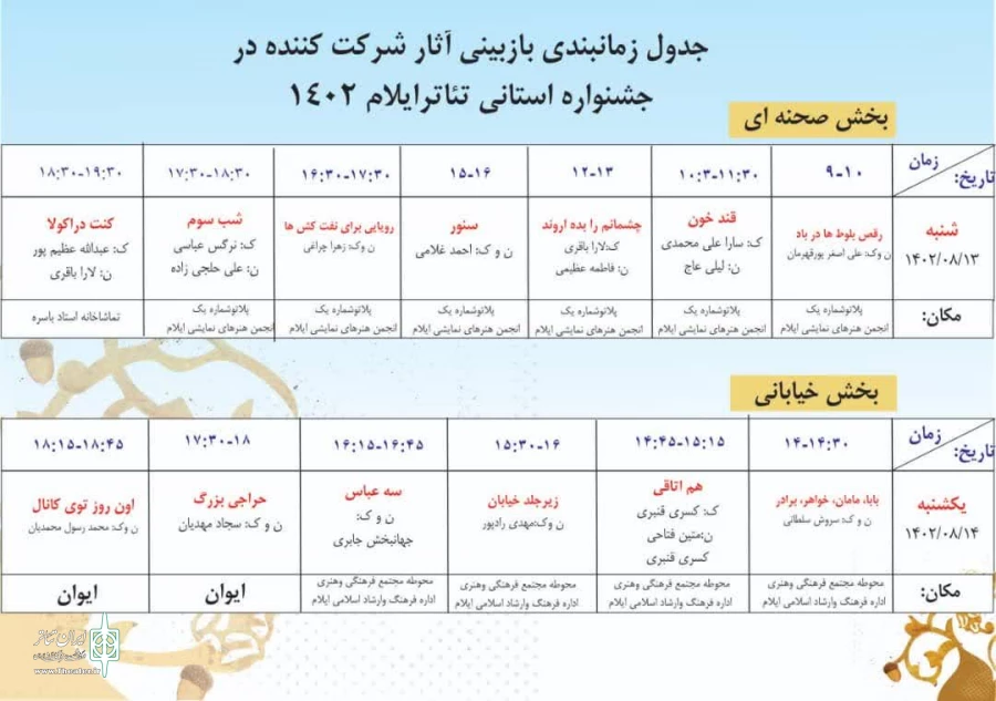 اعلام نتایج مرحله بازبینی آثار رسیده به «جشنواره استانی تئاتر ایلام ۱۴۰۲» 2